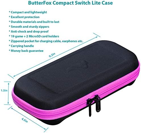 ButterFox İnce Kompakt Taşıma Çantası ile Nintendo Anahtarı Lite için 19 Oyun ve 2 Mikro SD Kart Sahipleri, depolama için Anahtarı