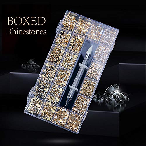 Tırnak Rhinestones Kiti, 3000 pcs Çok Şekiller Cam Kristal AB Rhinestones için Tırnak Dekorasyon Mix Boyutu Flatback Tırnak Mücevherleri