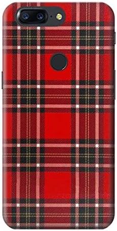 OnePlus 5 T için R2374 Tartan Kırmızı Desen Kılıf Kapak