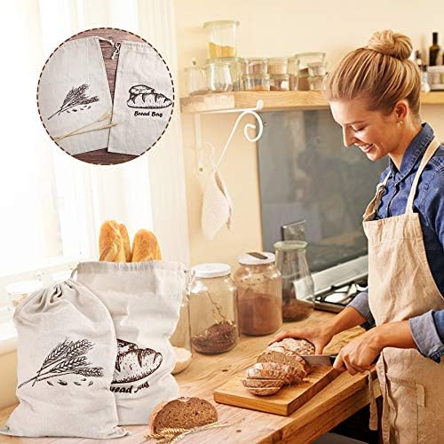 Keten Ekmek Torbaları için Ev Yapımı Ekmek, 4 Adet 17.5 X11. 5 İnç Ağartılmamış ve Yeniden Kullanılabilir Ekmek Depolama, doğal