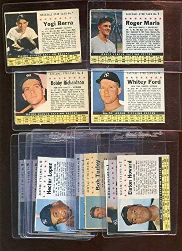 1961 Sonrası Tahıl Beyzbol Kartı Lot Tüm WC New York Yankees 16 Farklı EX + / NRMT-MLB İmzasız Çeşitli