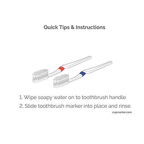Toothbrush Marker by CUPmarker-Standart Diş Fırçaları için 6 Adet Yeniden Kullanılabilir ve Ayarlanabilir Diş Fırçası Etiketi