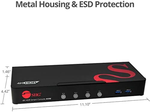 SIIG 4 Portlu HDMI 2.0 4K HDR KVM Switch USB 3.0 Çoklu Ortamlı Akıllı Konsol (CE-H25611-S1)
