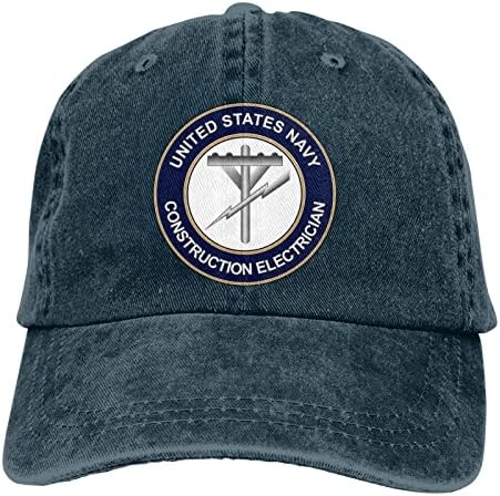 Donanma ABD İnşaat Elektrikçi CE Donanma Baba Şapka Denim Şapka Ayarlanabilir Vintage beyzbol şapkası