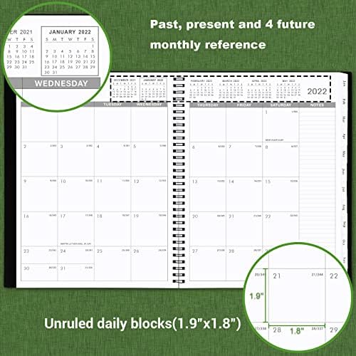 2022 Monthly Planner / Calendar-Sekmeler, Cep ve Etiket, Rehber ve Şifreler içeren 18 Aylık Planlayıcı, 8,5 x 11, Kalın Kağıt,