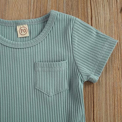 Mubıneo Toddler Erkek Bebek Kız Temel Cep Pamuk Kısa Kollu T Shirt Şort Set Kıyafet