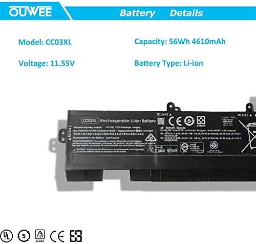 OUWEE CC03XL Laptop Batarya ile Uyumlu HP EliteBook 850 G7 G8 EliteBook 855 G7 G8 ZBook Firefly 15 G7 G8 Serisi HSTNN-UB8W L77622-541
