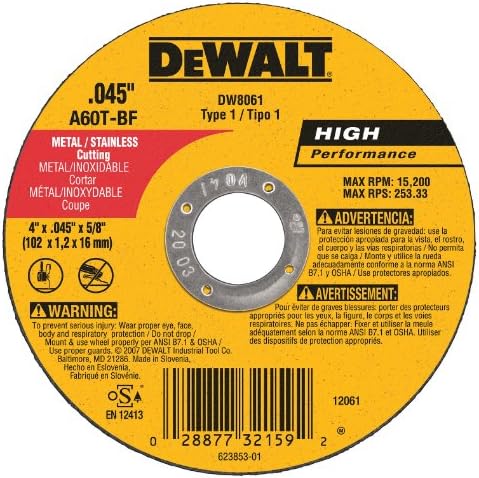 DEWALT DW8061 4 inç .045 İnç x 5/8 inç A60T Aşındırıcı Metal / INOX Kesme Tekerleği