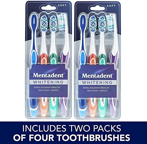 Mentadent 4 Renkli 8'li Diş Fırçası Paketi / Çocuklar ve Yetişkinler / Beyaz Dişler için / Yumuşak Kıllarla Ekstra Temizlik
