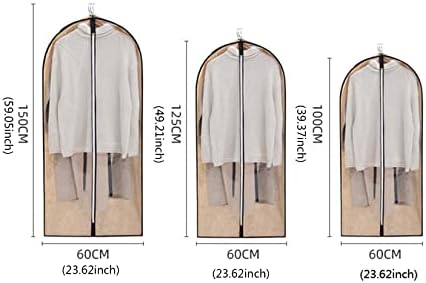 HLONGG Anti-Toz Giysi Çanta Kapakları Asılı Giysi Fermuarlı Su Geçirmez Saydam Giysi Kapağı Uzun Elbise Palto Gömlek,60125a