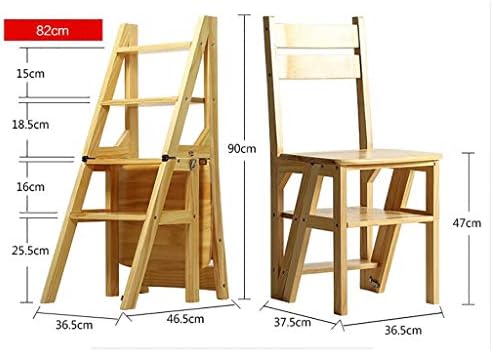 LIZIJJ Adım Merdivenler Katı Ahşap Adım Sandalye Kapalı Çok Fonksiyonlu Ev Kalınlaşma Katlanabilir Dört-Adım Merdiven Çift kullanımlı