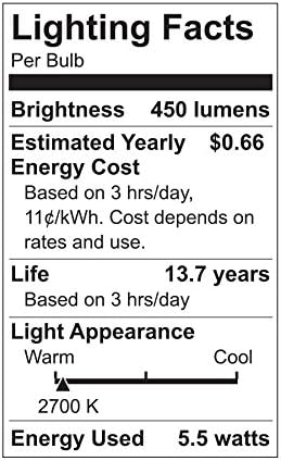 GE Aydınlatma 63551 LED Parlak Stik 5.5 (40 Watt Değiştirme), Orta Tabanlı Ampul, Yumuşak Beyaz, 3'lü Paket, 3'lü Sayım (1'li