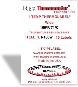 Bulaşık Makineleri için 1-Temp Thermolabel Geniş 160°F/71°C Sıcaklık Etiketi 16 Etiket Paketi