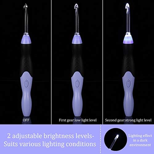11 Boyutları Işıklı Tığ Hooks Seti Şarj Edilebilir Tığ Kanca Light Up Tığ Hooks ile Kılıf, değiştirilebilir Kafaları 2.5 mm için